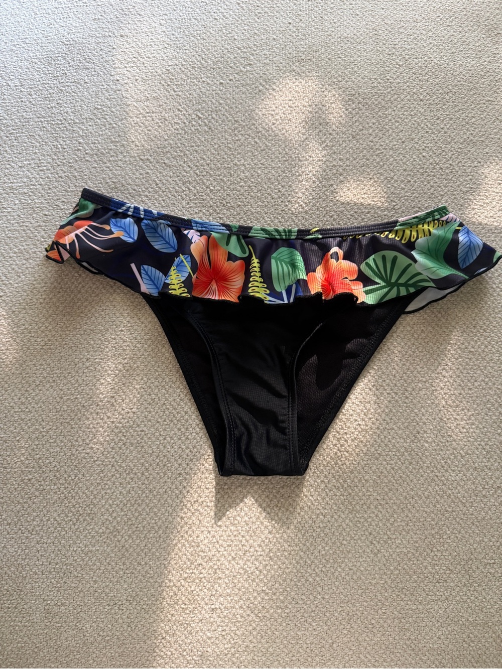 Shekini Tropical Floral Ruffle Bikini Bottoms